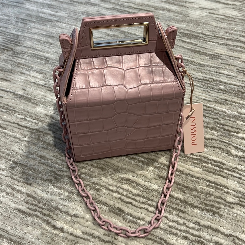 Popsuki mauve croc leather Take Out Bag, new with tags,  dust bag and box